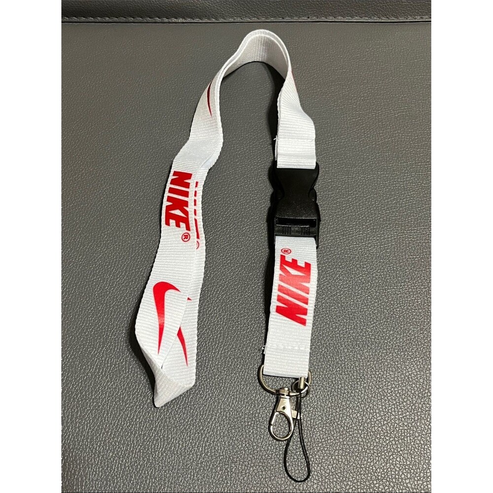 Nike White and Red Logo Lanyard NWOT